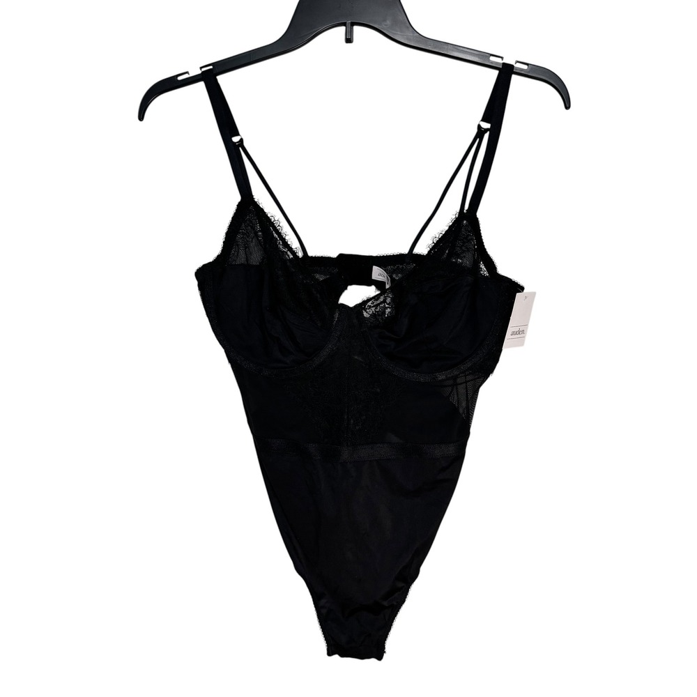 Auden Intimates Womens XL Black Lace Mesh Underwire Bodysuit Z90M19 NWT